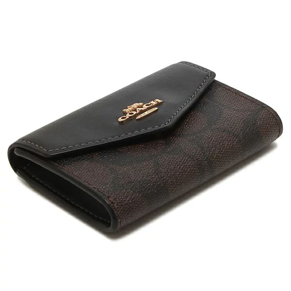Coach Signature Flap Card Case Brown / Black # CH202