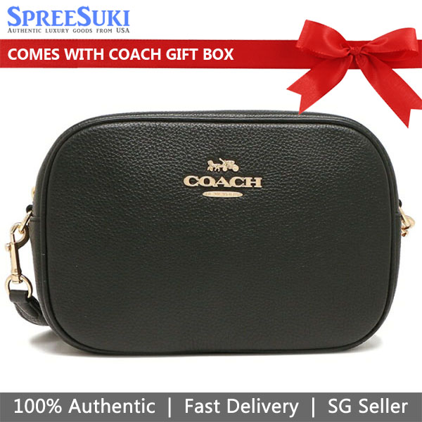 Coach Crossbody Bag Pebble Leather Jamie Camera Bag Black # CA207