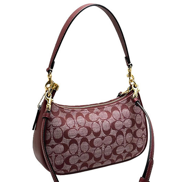 Coach Crossbody Bag Teri Denim Chambray Wine Dark Red # CH139