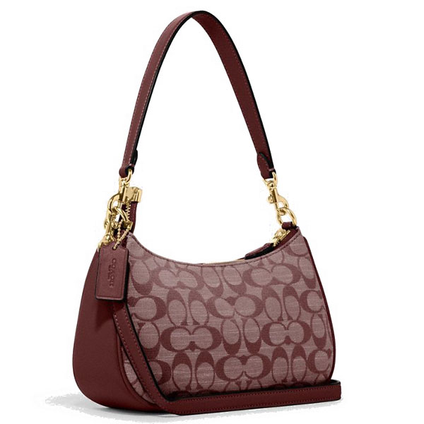 Coach Crossbody Bag Teri Denim Chambray Wine Dark Red # CH139
