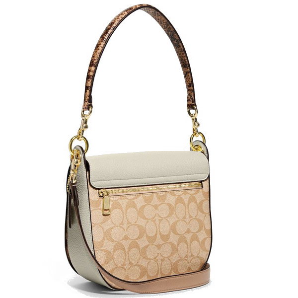 Coach Crossbody Bag Kleo Shoulder Bag 23 In Blocked Signature Canvas Light Khaki Chalk # CA166