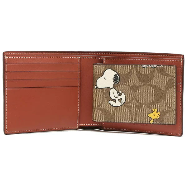 Coach Men Coach X Peanuts 3 In 1 Wallet In Signature Canvas With Snoopy Woodstock Print Khaki # CE714