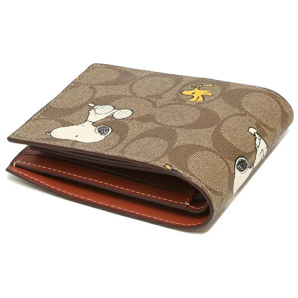 Coach Men Coach X Peanuts 3 In 1 Wallet In Signature Canvas With Snoopy Woodstock Print Khaki # CE714
