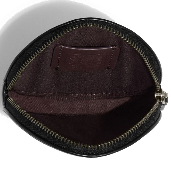 Coach Snoopy Round Coin Case Brown Black # CF245