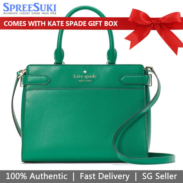 Kate Spade Crossbody Bag Staci Medium Satchel Green Bean # WKRU6951