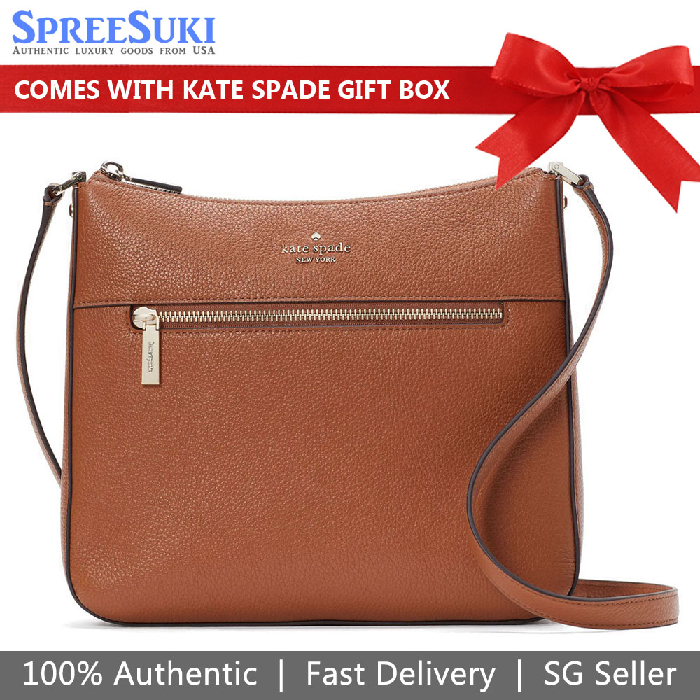 Kate Spade Leila Pebbled Leather Swingpack Crossbody Bag Warm Gingerbread Brown # KB649
