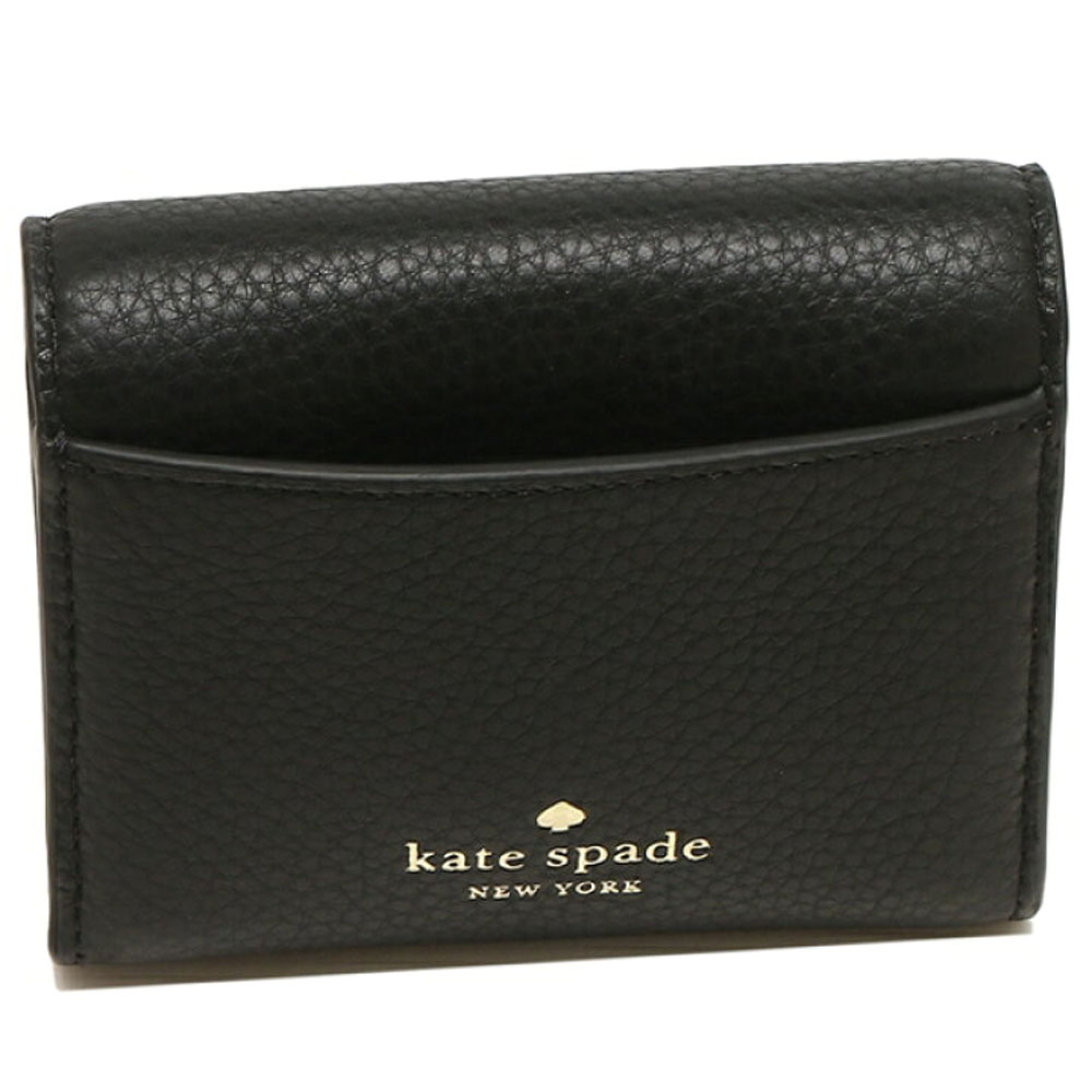 Kate Spade Small Wallet Pebbled Leather Marti Small Flap Wallet Black # K6026