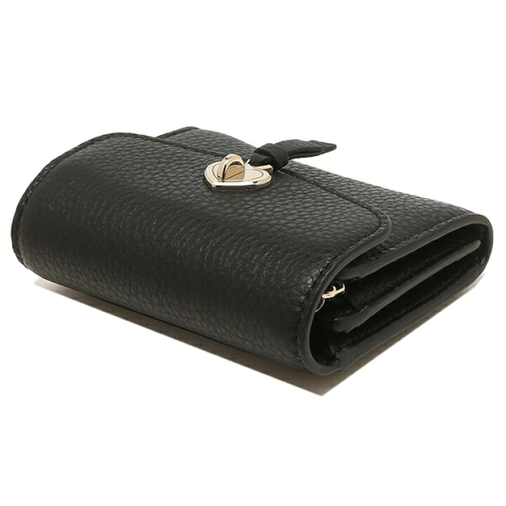 Kate Spade Small Wallet Pebbled Leather Marti Small Flap Wallet Black # K6026