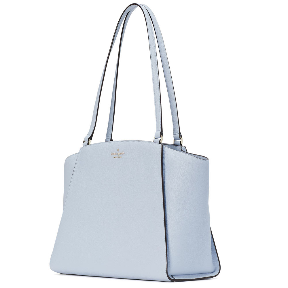Kate Spade Brim Pebbled Leather Laptop Tote Pale Hydra Blue # K9441