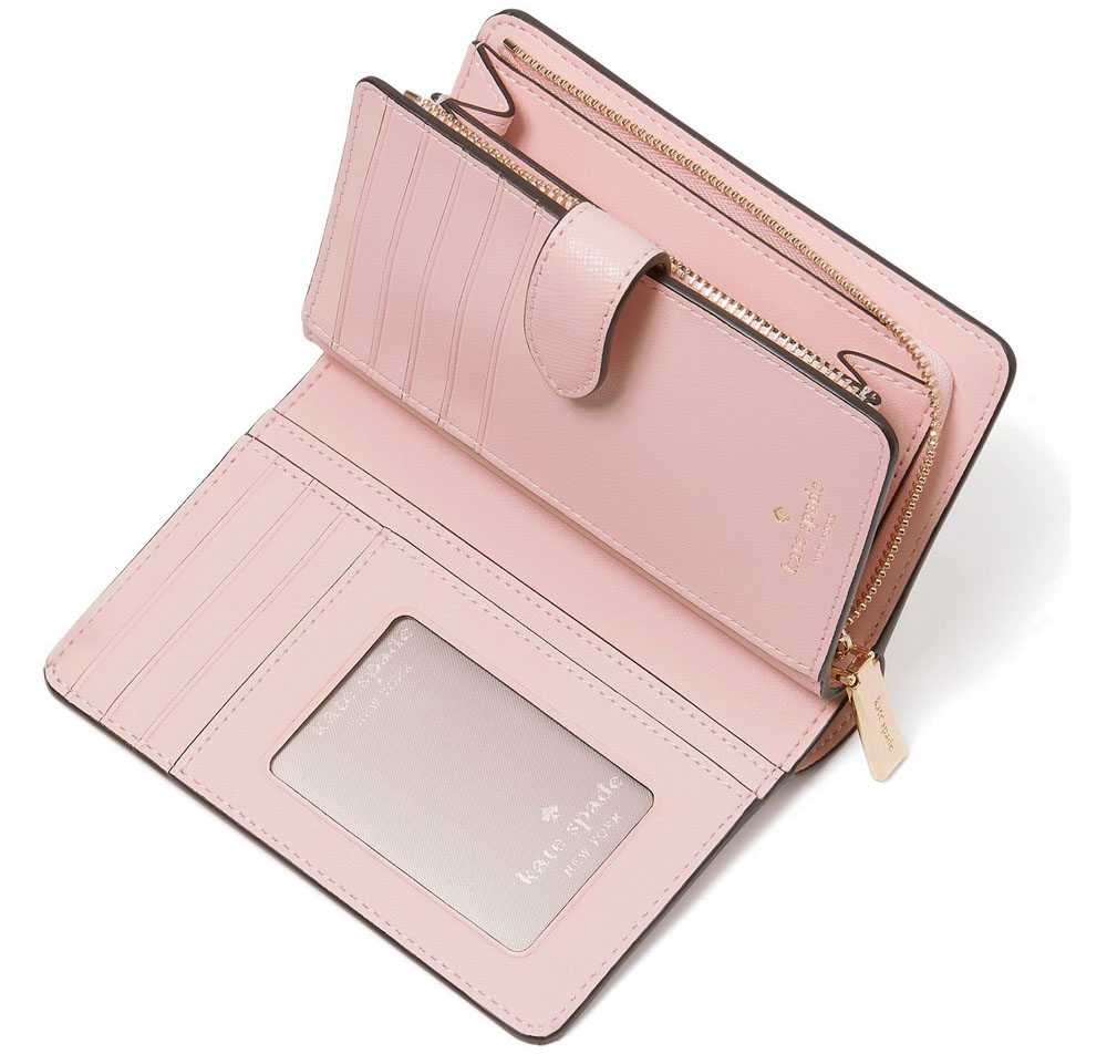 Kate Spade Medium Wallet Medium Compact Bifold Wallet Conch Pink # KC580