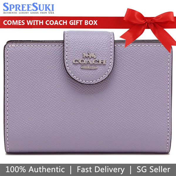 Coach Medium Wallet Medium Corner Zip Wallet Mist Light Purple # 6390