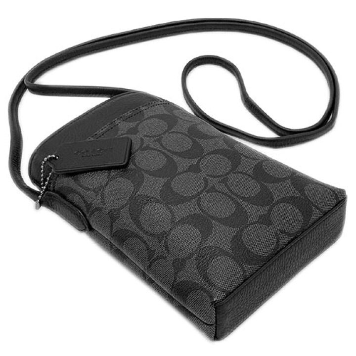 Coach Hudson Phone Lanyard In Signature Canvas Crossbody Bag Charcoal Black # CB911