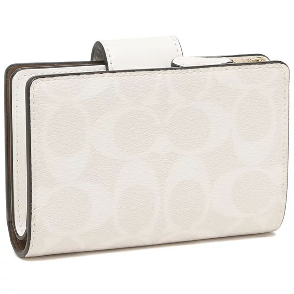 Coach Medium Wallet Signature Medium Corner Zip Chalk Off White Glacier White # C0082