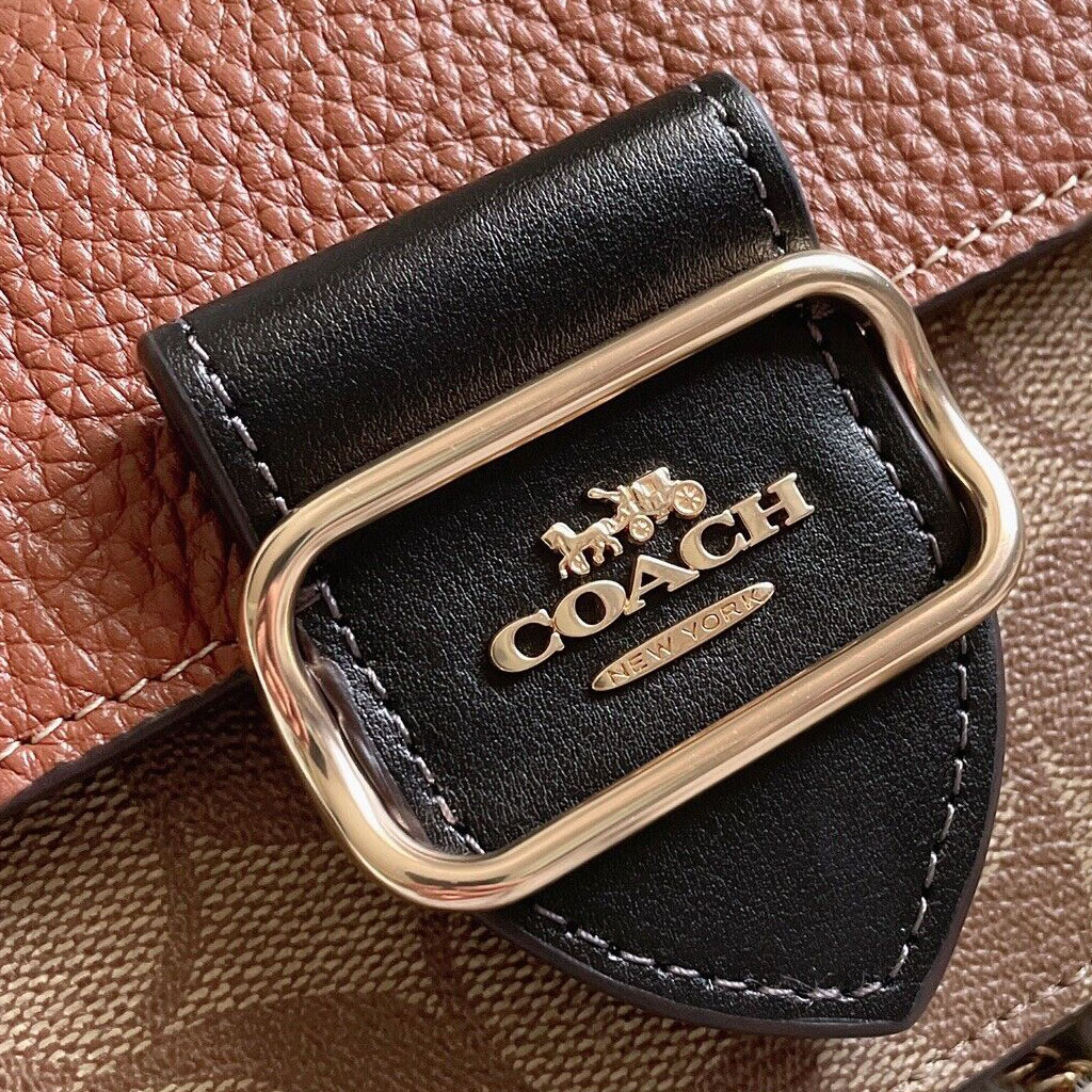 Coach Signature Colorblock Morgan Crossbody Bag Khaki # CF475