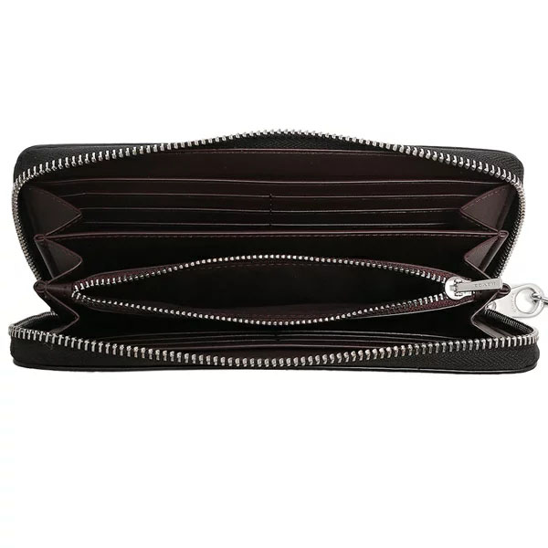 Coach Long Wallet Long Zip Around Wallet In Signature Canvas Graphite Black # C4452