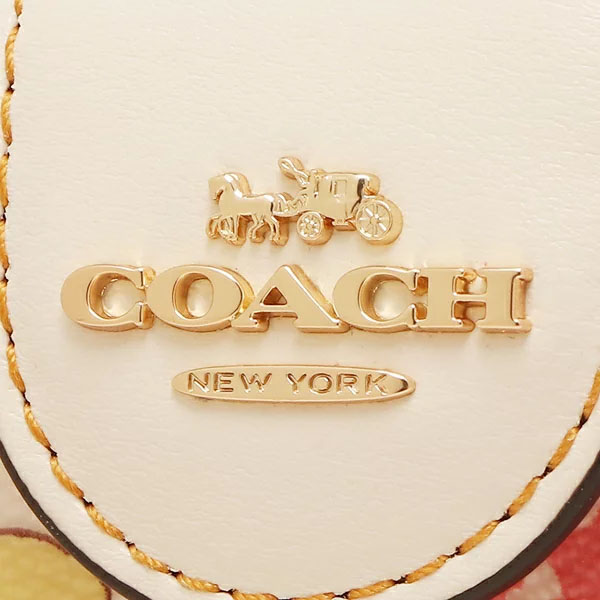 Coach Medium Wallet Medium Corner Zip Wallet In Signature Leather Floral Cluster Print Chalk Off White # CH734