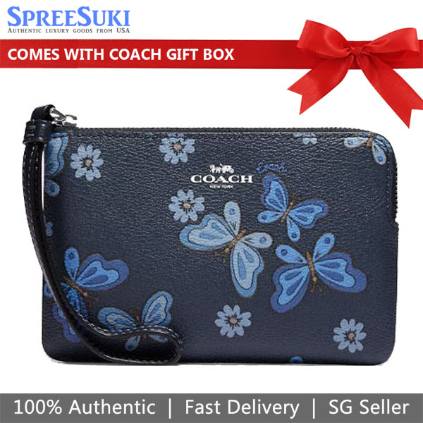 Coach store Butterfly Wristlet (Navy blue/blue)