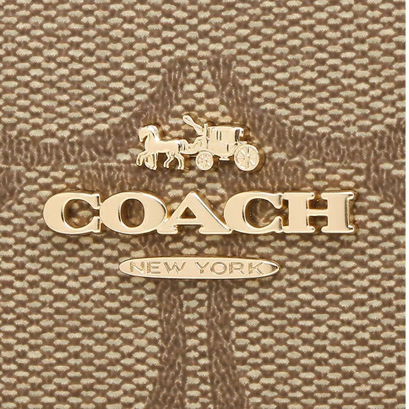 Coach Long Wallet Signature Long Zip Around Wallet Wristlet Khaki Black # C4452