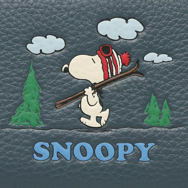 Coach Coach X Peanuts Small Wallet Snoopy Ski Snap Wallet Denim Blue # CF251
