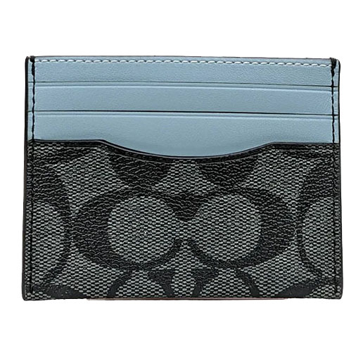 Coach Men Boxed Card Case And Belt Gift Set In Colorblock Signature Canvas Charcoal Denim # C8278