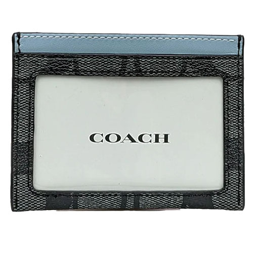 Coach Men Boxed Card Case And Belt Gift Set In Colorblock Signature Canvas Charcoal Denim # C8278