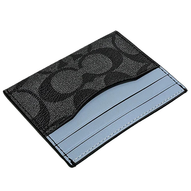 Coach Men Boxed Card Case And Belt Gift Set In Colorblock Signature Canvas Charcoal Denim # C8278