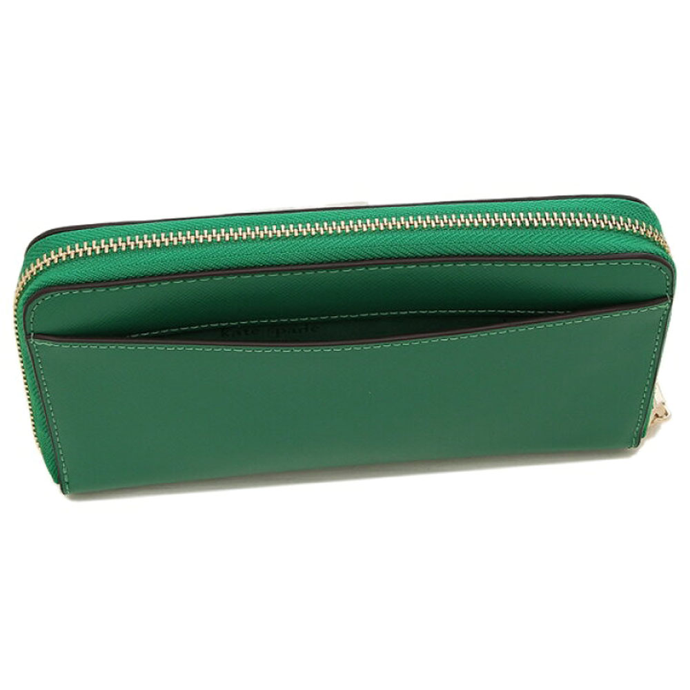 Kate Spade Long Wallet Staci Saffiano Leather Large Continental Wallet Green Bean # WLR00130