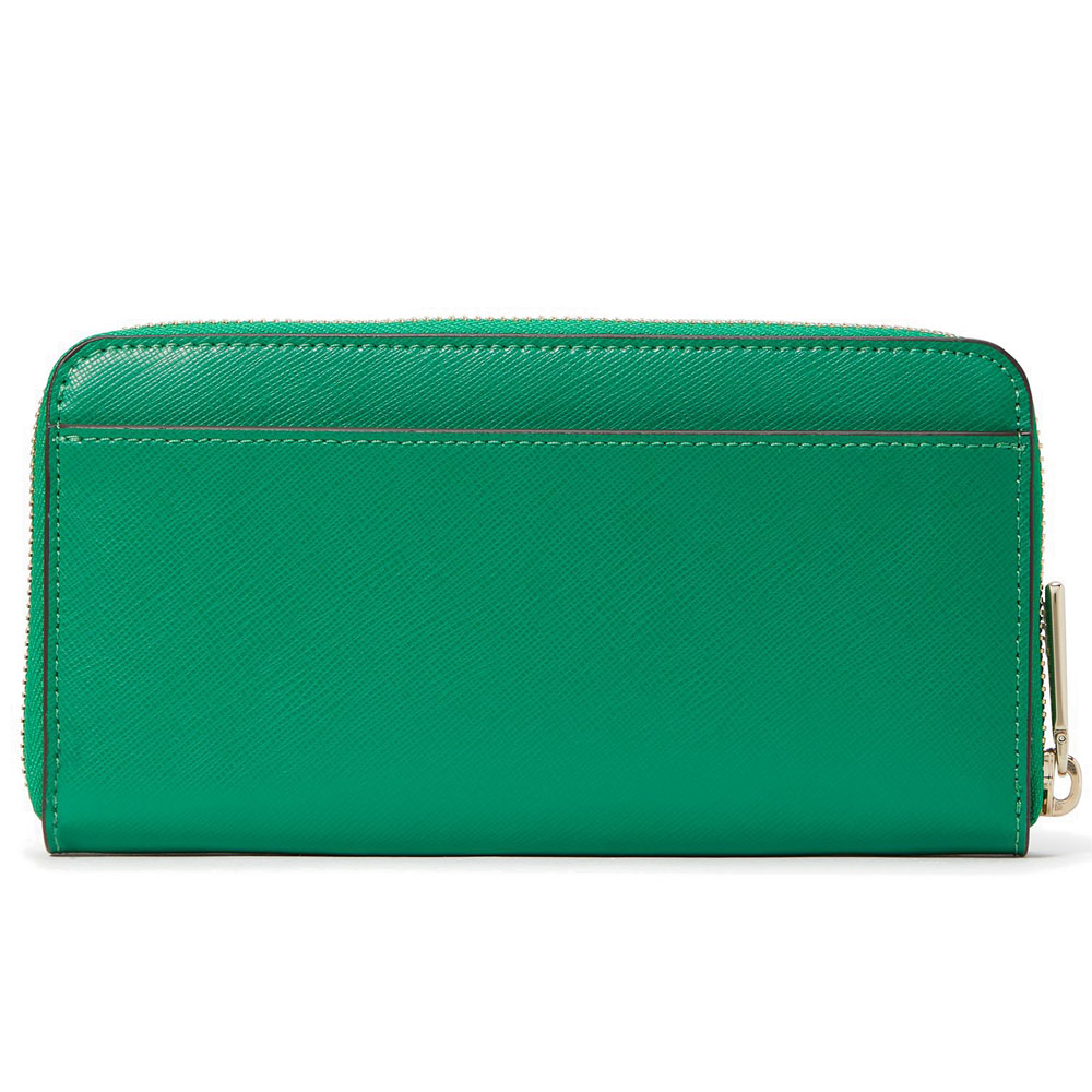 Kate Spade Long Wallet Staci Saffiano Leather Large Continental Wallet Green Bean # WLR00130