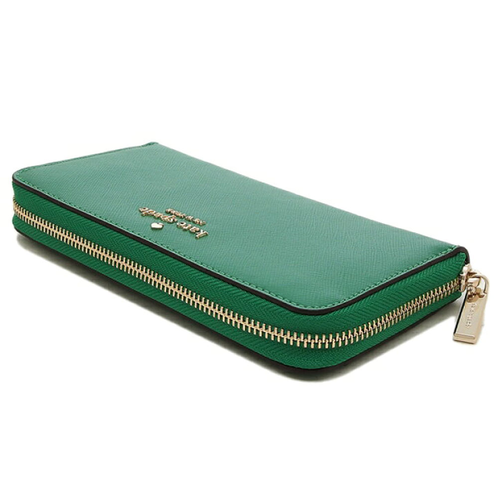 Kate Spade Long Wallet Staci Saffiano Leather Large Continental Wallet Green Bean # WLR00130