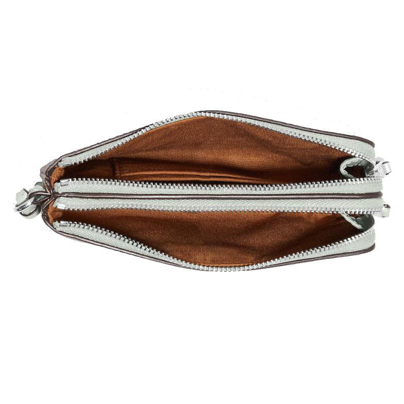 Coach Small Wristlet Double Corner Zip Wristlet Signature Khaki Light Sage # 87591