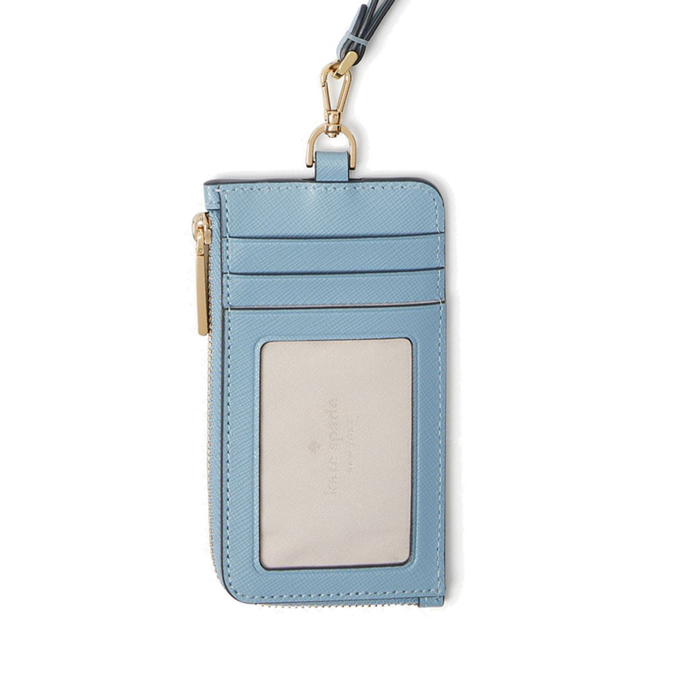 Kate Spade Madison Card Case Lanyard Polished Blue # KC573