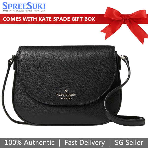 Kate Spade Pebbled Leather Mini Flap Crossbody Bag Black # WLR00396