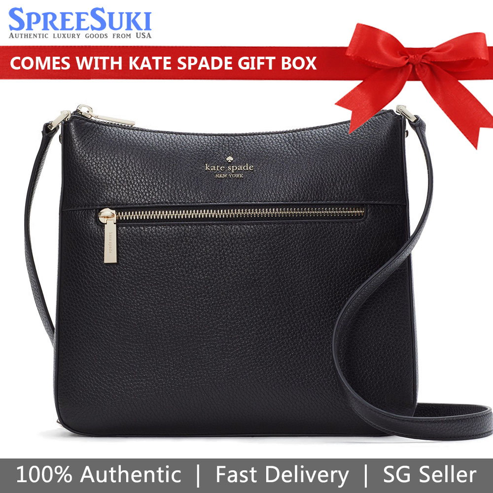 Kate Spade Leila Pebbled Leather Swingpack Crossbody Bag Black # KB649