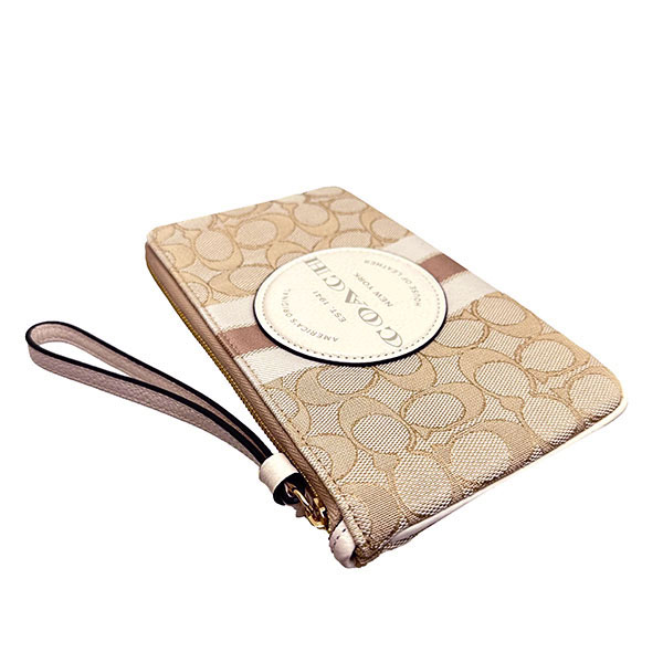 Coach Sig Dmp Lrg Crn Zp Light Khaki Chalk # C8841