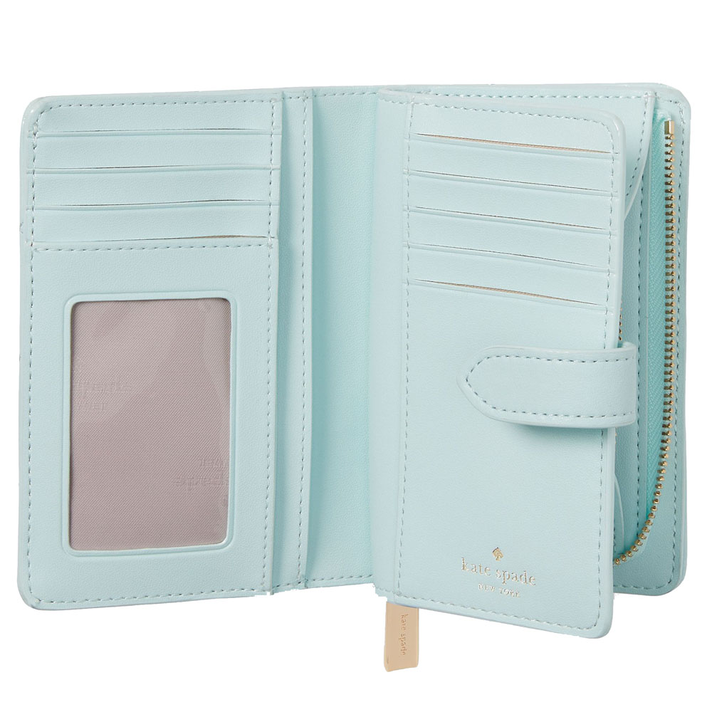 Kate Spade Carey Smooth Quilted Leather Medium Wallet Turquoise Blue # KA591