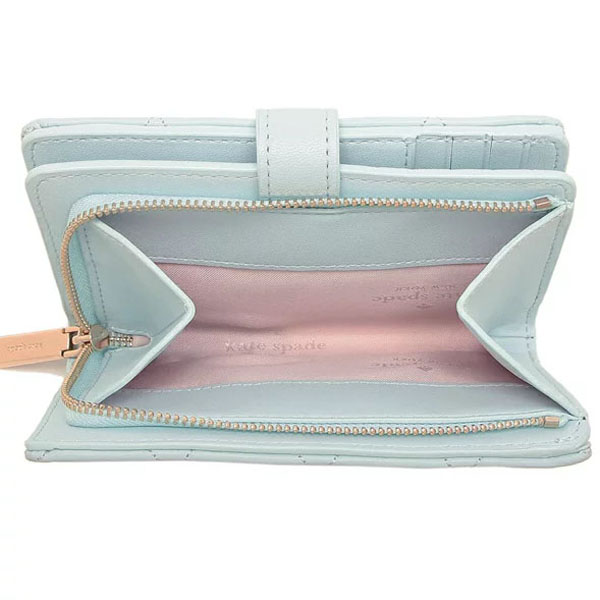Kate Spade Carey Smooth Quilted Leather Medium Wallet Turquoise Blue # KA591