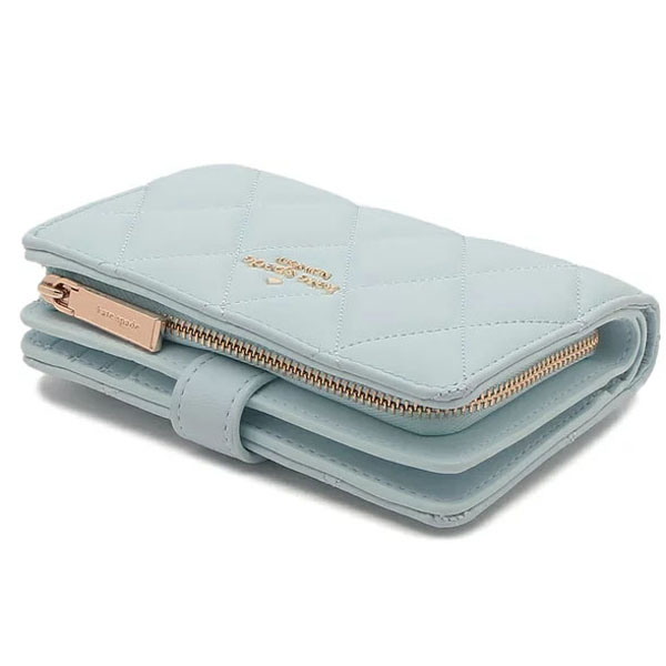 Kate Spade Carey Smooth Quilted Leather Medium Wallet Turquoise Blue # KA591