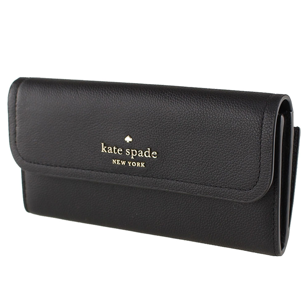Kate Spade Long Wallet Rosie Large Flap Wallet Pebbled Leather Black # KB014