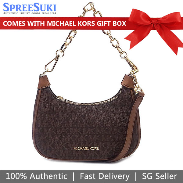 Michael Kors Crossbody Bag Cora Mini Zip Pouchette Chain Brown # 35R3G4CC1B