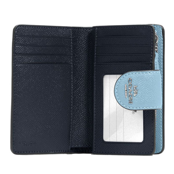 Coach Medium Wallet Medium Corner Zip Wallet Waterfall Blue # 6390