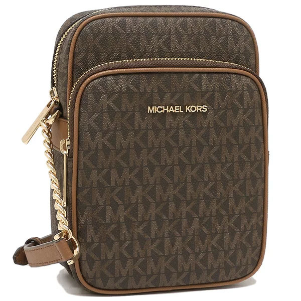 Michael Kors Jet Set Travel Medium Logo Chain Crossbody Bag Brown # 35F1GTVC2B