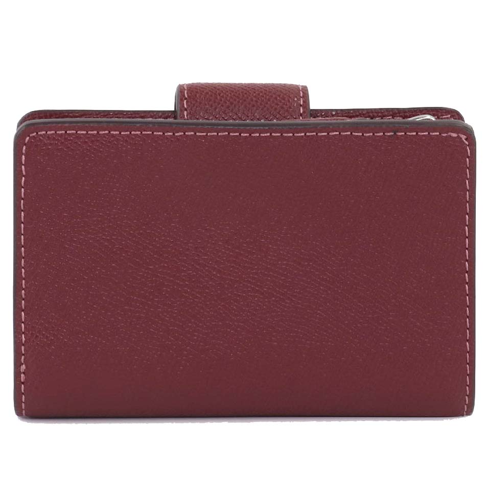 Coach Medium Wallet Medium Corner Zip Wallet In Crossgrain Leather Wine Dark Red # 6390