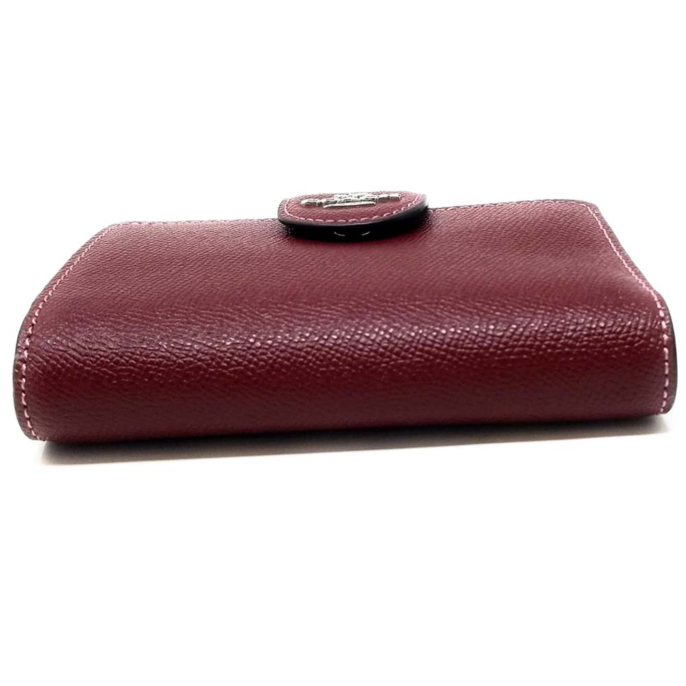 Coach Medium Wallet Medium Corner Zip Wallet In Crossgrain Leather Wine Dark Red # 6390