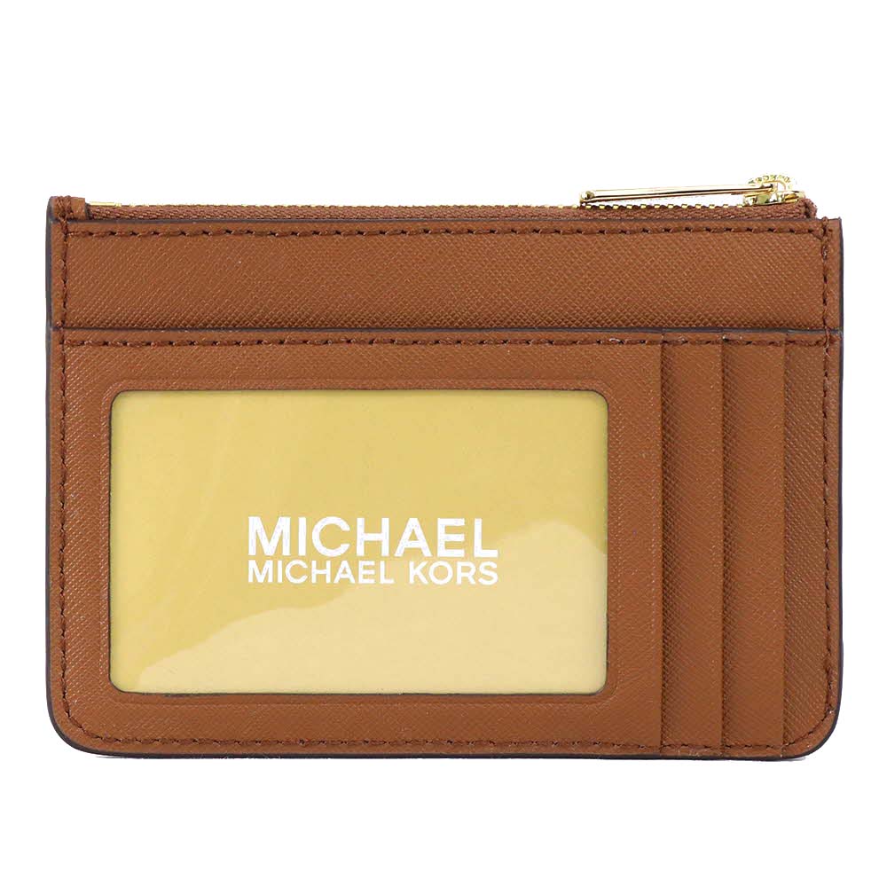 Michael Kors Jet Set Travel Small Top Zip Leather Coin Pouch With Id Luggage Brown # 35F7GTVU1L