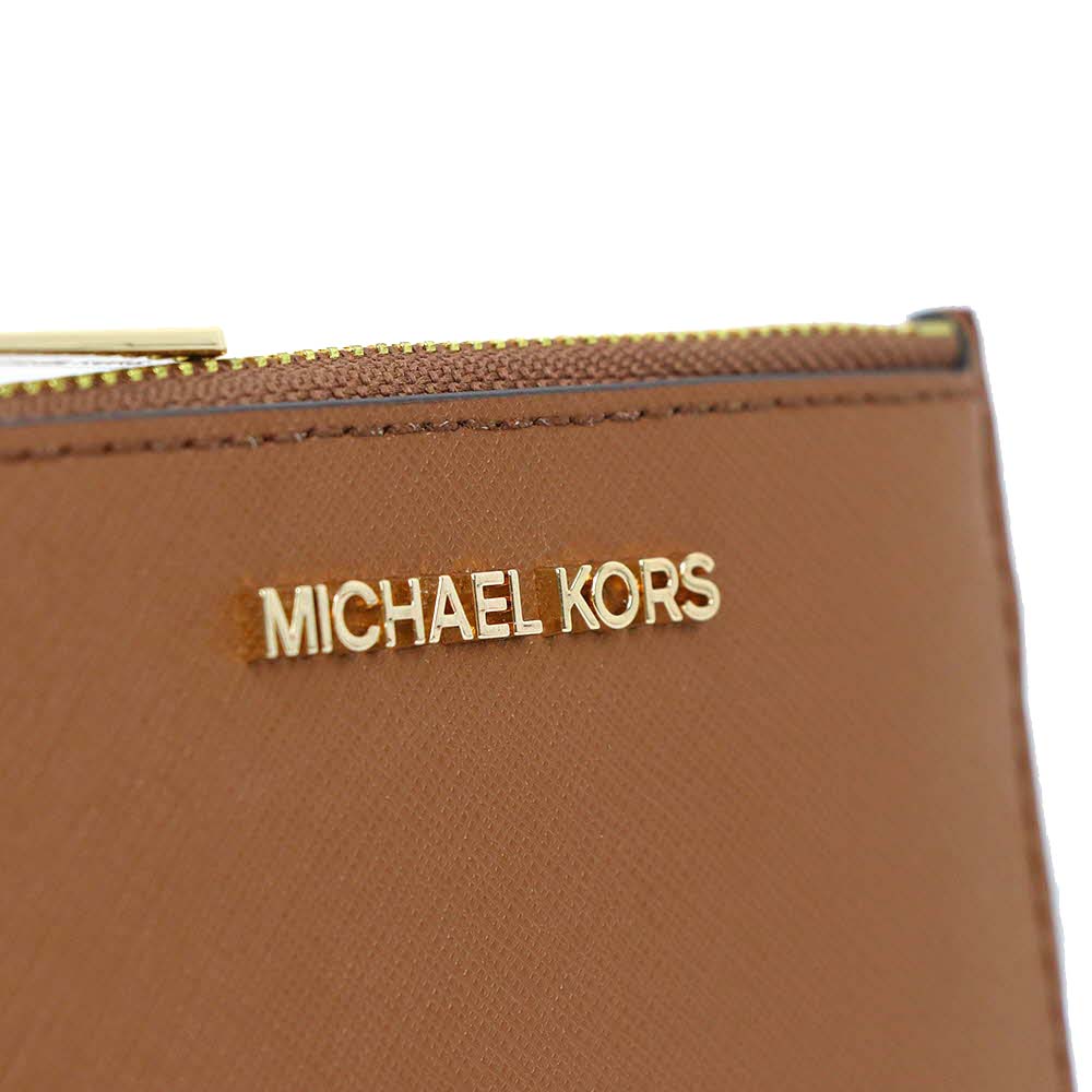 Michael Kors Jet Set Travel Small Top Zip Leather Coin Pouch With Id Luggage Brown # 35F7GTVU1L