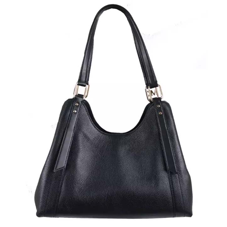 Michael Kors Tote Arlo Large Triple Compartment Pebbled Leather Shoulder Bag Black # 35S3GW7L7L