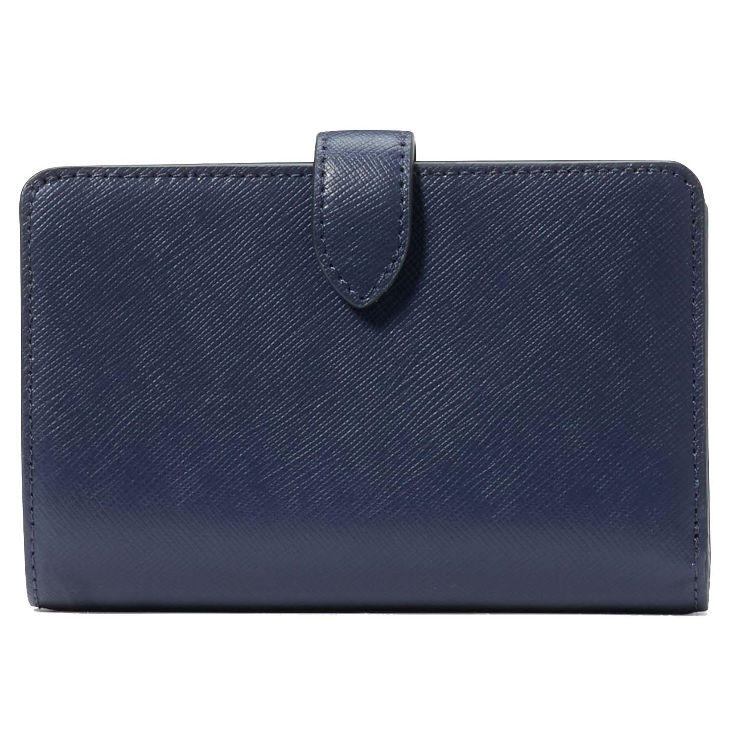 Kate Spade Medium Wallet Madison Saffiano Leather Compact Bifold Parisian Navy Dark Blue # KC580