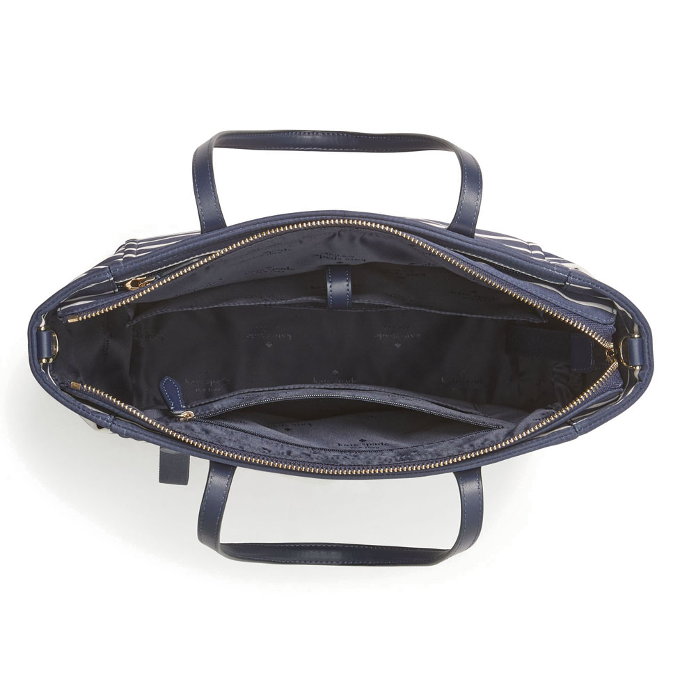 Kate Spade Chelsea Nylon Satchel Navy Marina Stripe Parisian Navy Blue # KC709