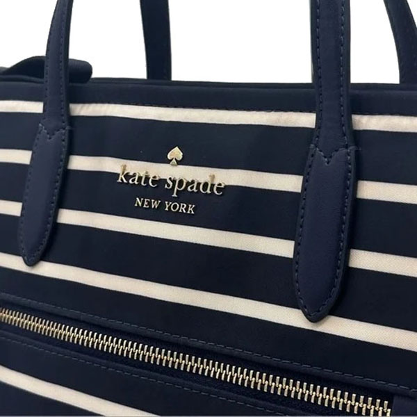 Kate Spade Chelsea Nylon Satchel Navy Marina Stripe Parisian Navy Blue # KC709