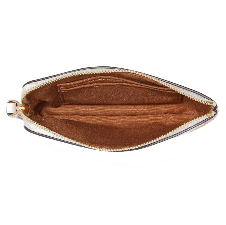 Coach Small Wristlet Corner Zip Wristlet With Floral Cluster Chalk Off White # CH647